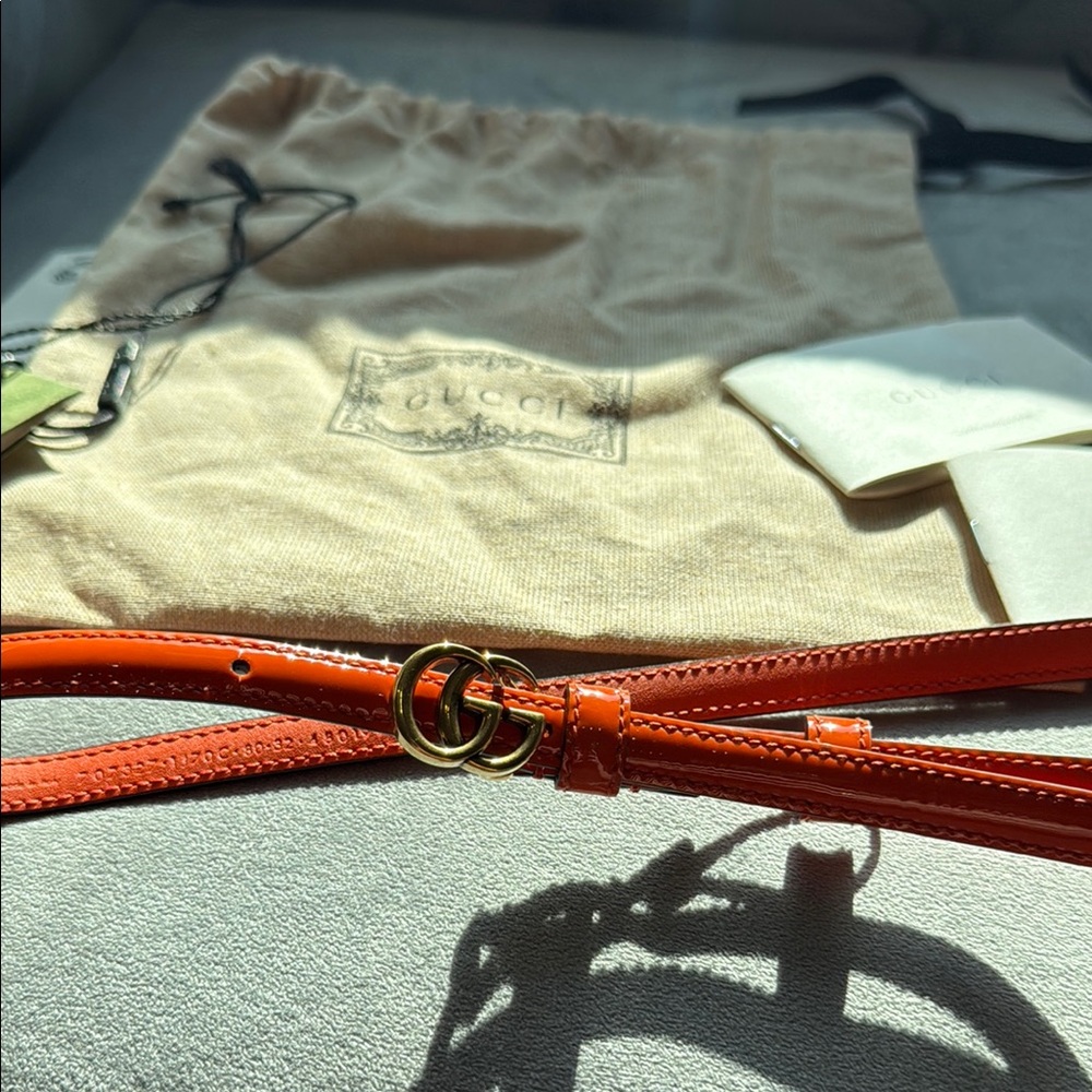 Gucci Orange Leather Belt - Picture 2 of 7